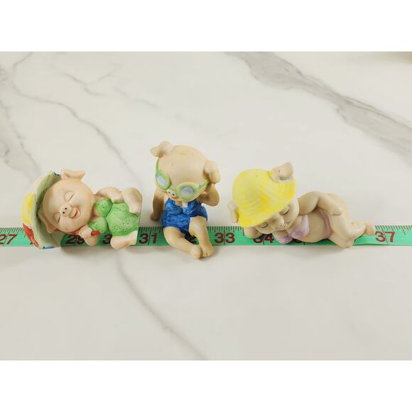 Enesco Pigs in Bikinis Mini Piggy Piglet Figurine 3" Ceramic 80s Pig Lover x3 - Picture 14 of 14